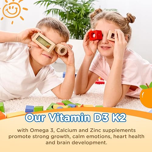 Miniatura 7 de Gotas de vitamina D3 K2 para niños, suplemento líquido de vitamina D3 con calcio, Omega 3, zinc para absorción de calcio, huesos saludables,