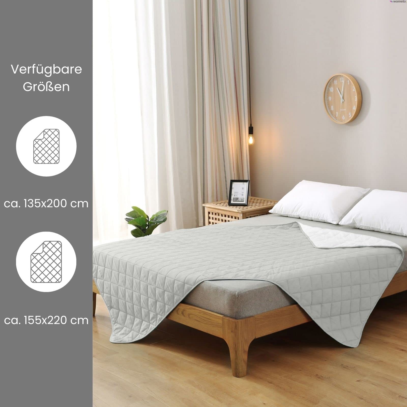 wometo 2 pezzi Microfibra Piumino estivo reversibile 135x200 oekoTex - Bianco e Bianco Lana resistente all'ebollizione 95° Piumone estivo leggero I utilizzabile senza copripiumino I Set di 2 pezzi