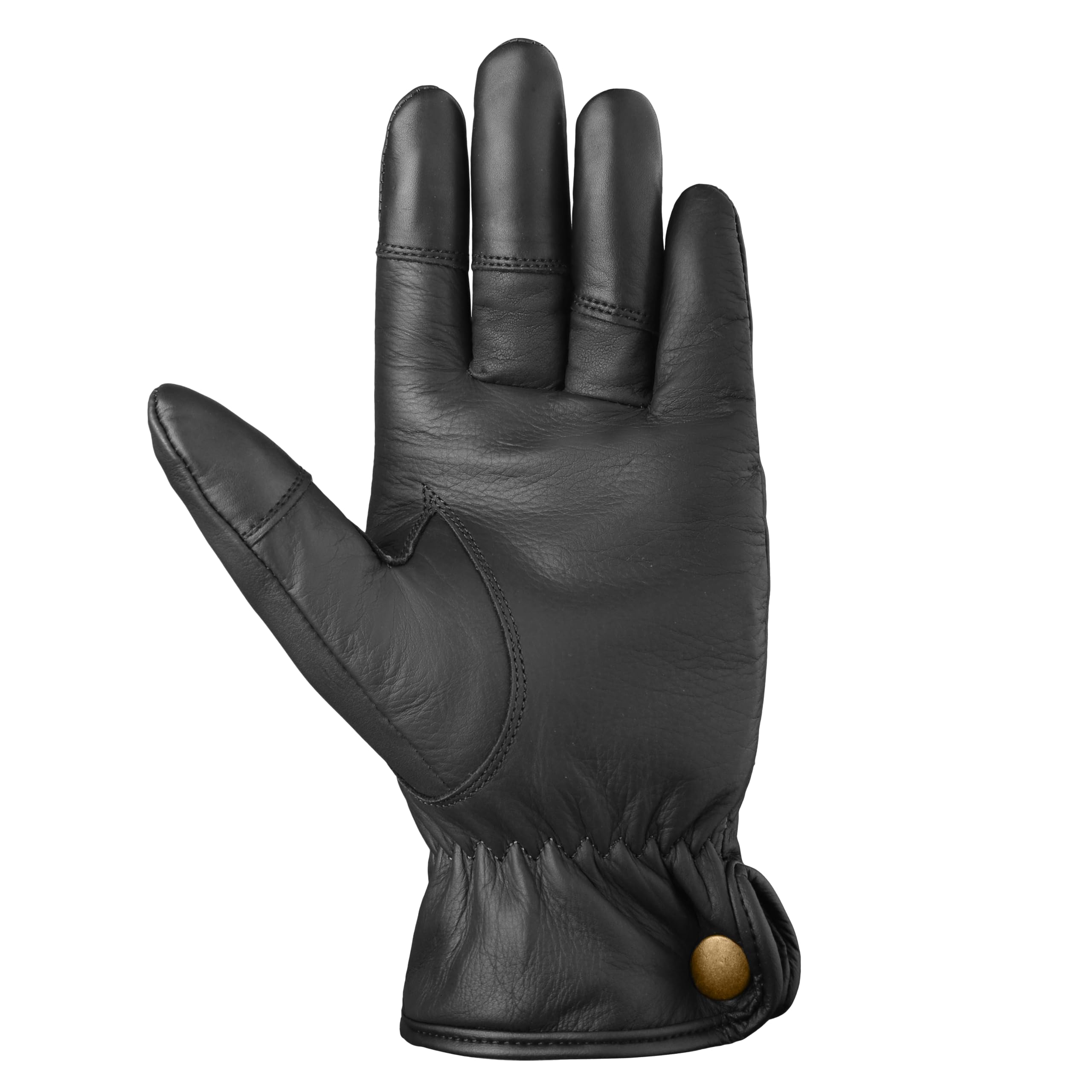 Leather Archery Glove Full 5-Finger with Thumb Protection – Reinforced Stitching for Thumb Release – 100% Leather – Black, Dark Brown, Light Brown (Black, M, Left)