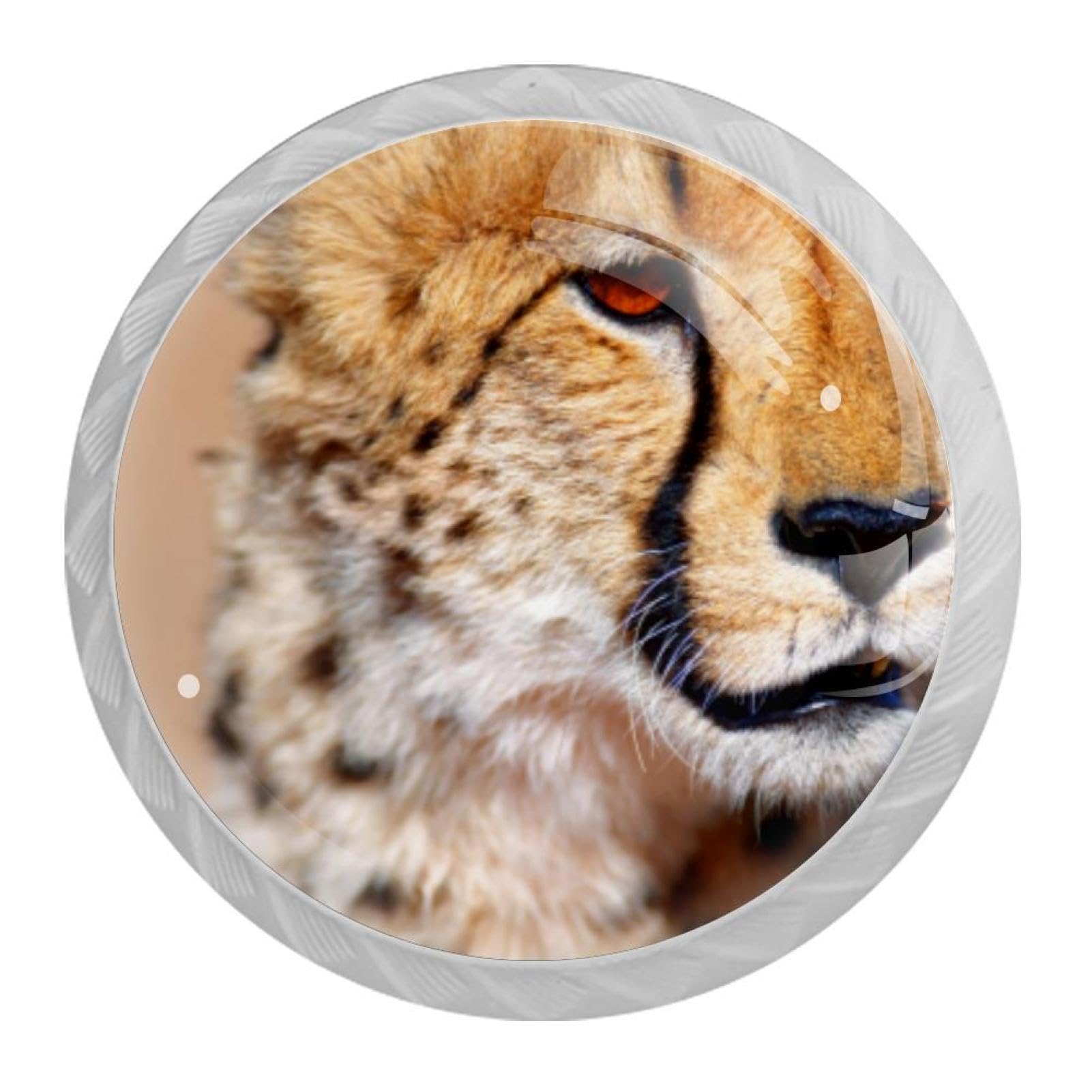 Tqmspg Multi02 4 Pieces Drawer Pulls Animal Cheetah Door Knobs Dresser Handles For Kitchen Wardrobe Cupboard Hardware Furniture