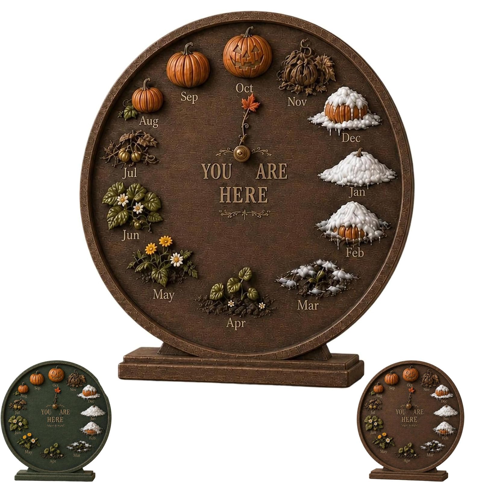 Calendario da tavolo stagionale di zucca di 12 mesi, ornamento rustico (#B)