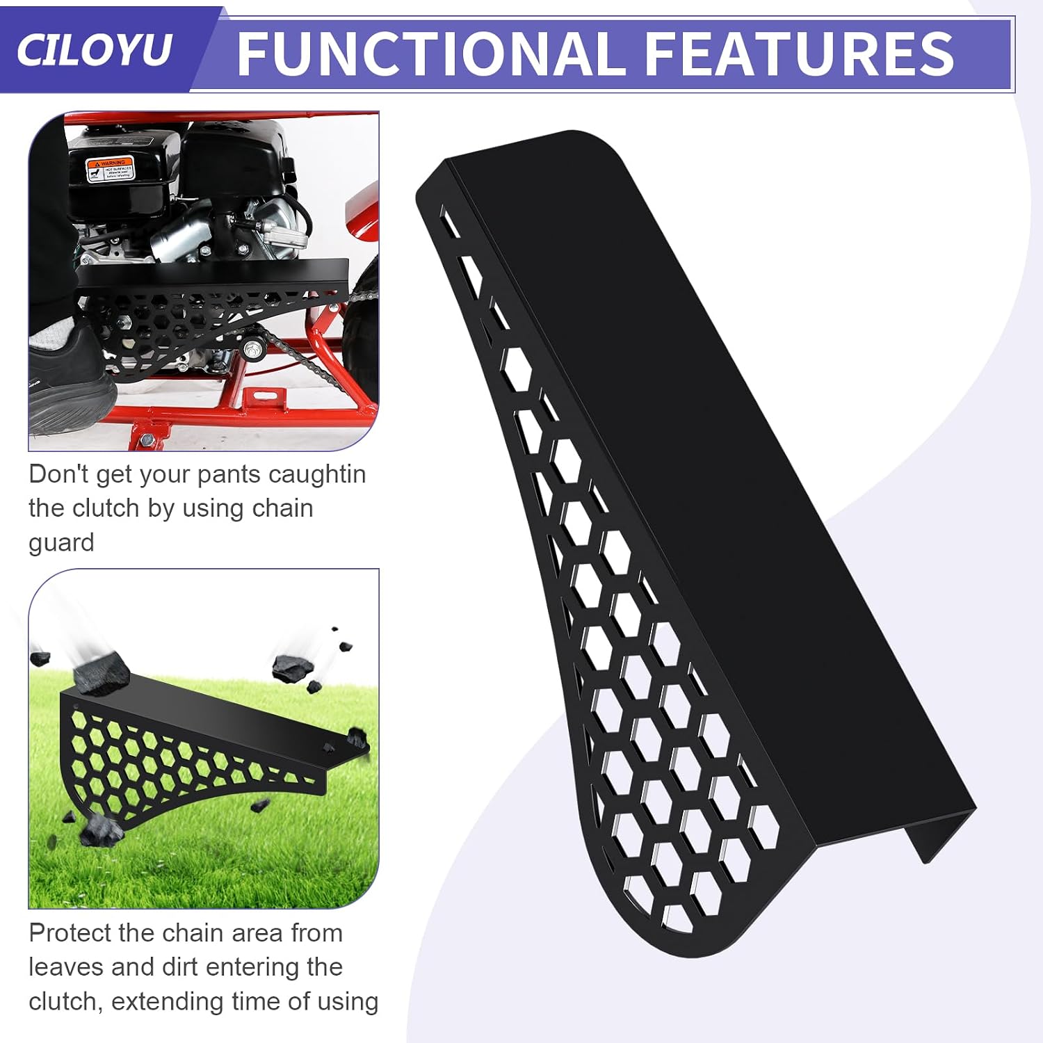 Mini Bike Clutch Cover Chain Guard Replacement for Predator 212 224cc 196cc GX160 Engine Coleman CT200U CT200U-EX BT200X CT100U CC100X Baja MB200 Doodlebug DB30 Motovox Mbx10 Mbx11 Parts