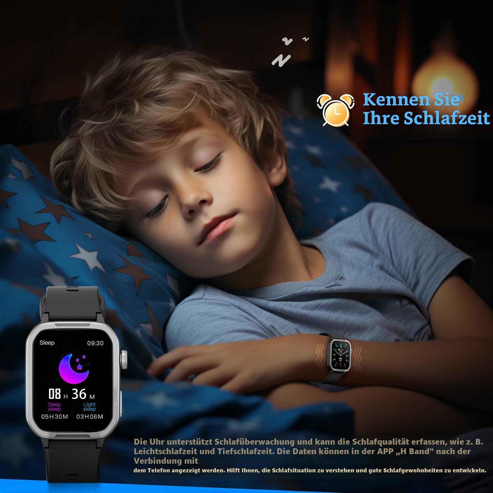 JOYELE Kinder Smartwatch für Jungen Mädchen, Gehärtetes Glas Aktivitäts Tracker Uhr IP68 wasserdichte Con Displayschutzfolie, 19 Sportmodi, Herzfrequenz Schlafmonitor, Schrittzähler, Kindergeschenke