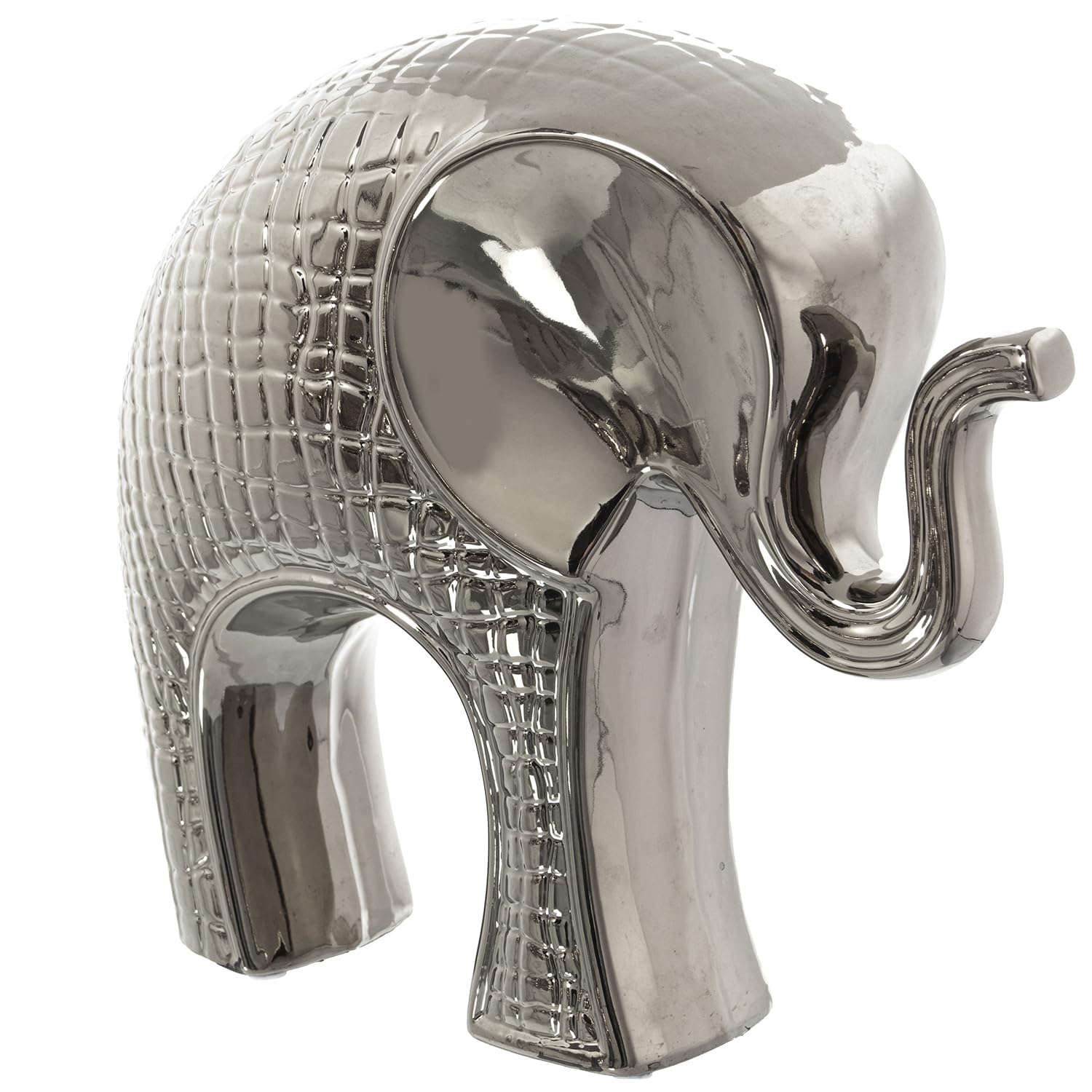 Sculpture éléphant céramique argent 27x11x25cm statue design