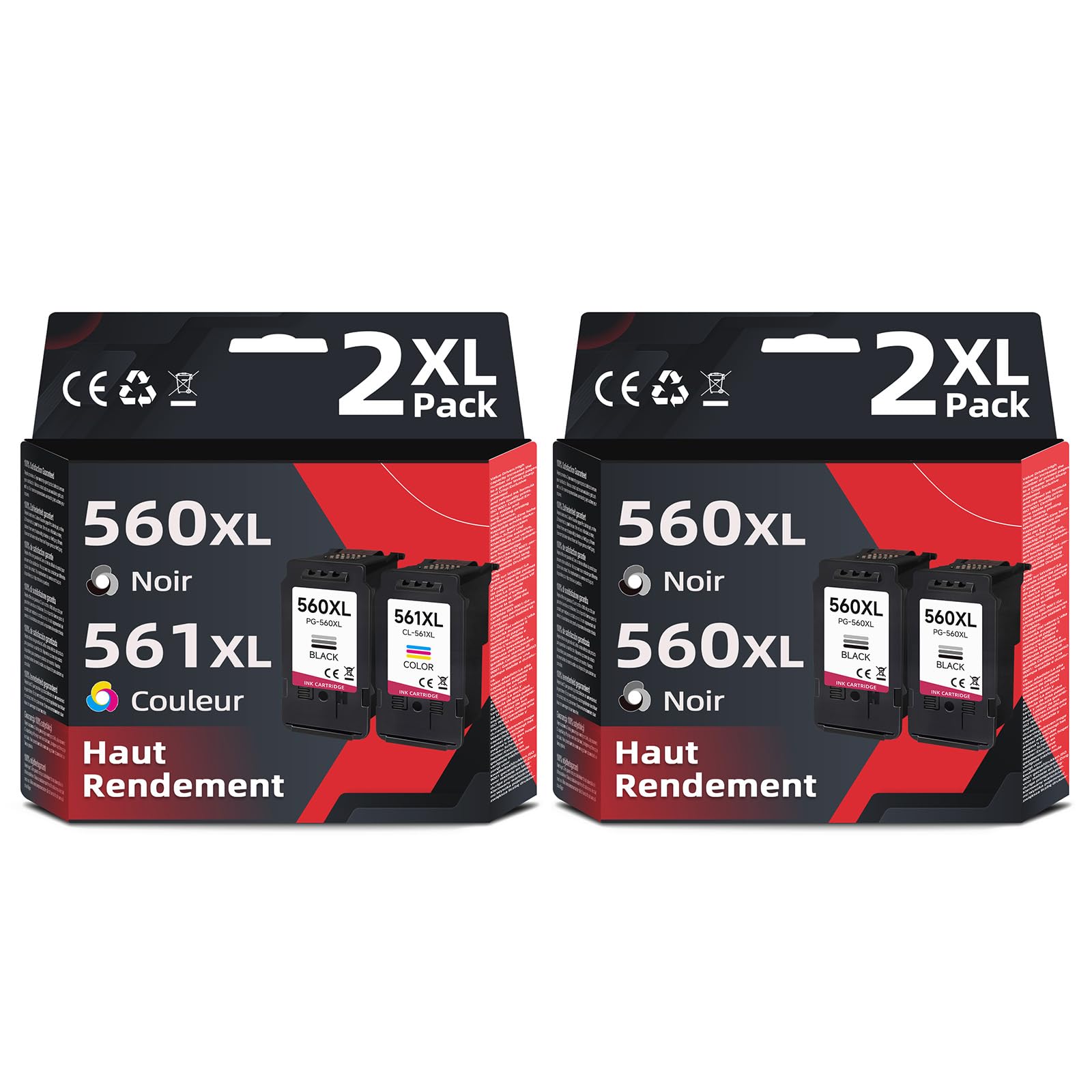 Skyink 560XL 561XL Cartouche d'encre Remplacement pour Cartouche Canon 560 561 XL PG560XL CL561XL Compatible pour ts5350i ts5350a ts5351i ts5350 ts5351a ts7450i ts7450a Imprimante (2 Noir, 2 Couleur)