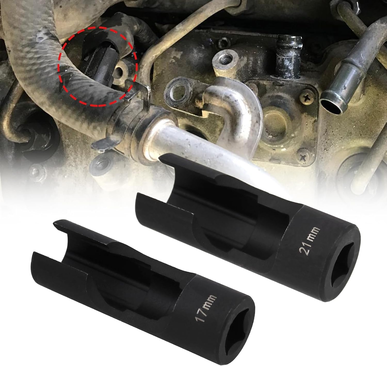 RULLINE 9pcs Flare Nut Socket Set Upgraded Steel for Automotive and Mechanical Applications 1/2" square drive