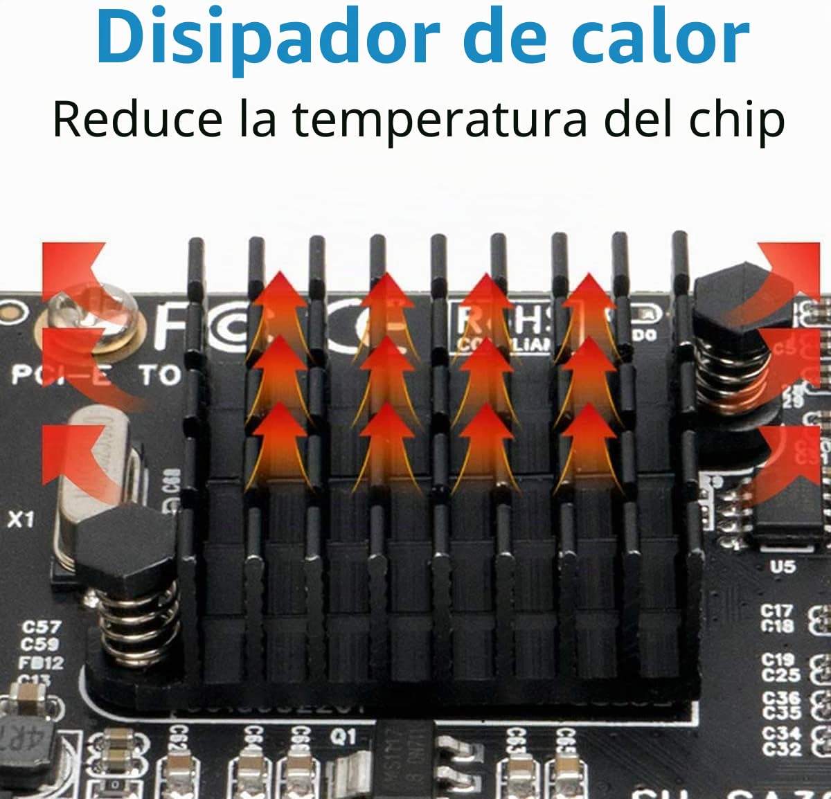 Tarjeta PCIE3.0 Con 4 Puertos SATA y Cables, Controlador de Expansión Con Soporte de Perfil Bajo, Asmedia1062 Non-Raid, Arranque Como Disco del Sistema