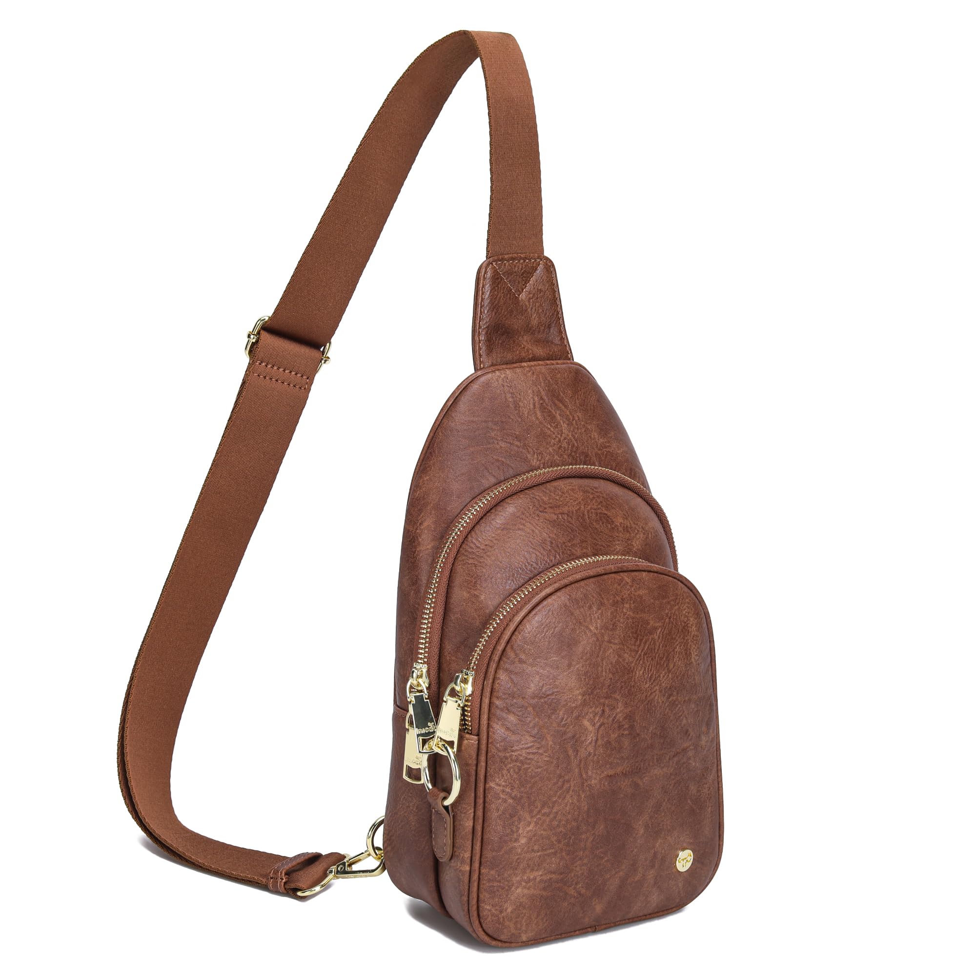 INICAT Crossbody Sling Bags Fanny Packs Leather Purses Chest Bag for Women