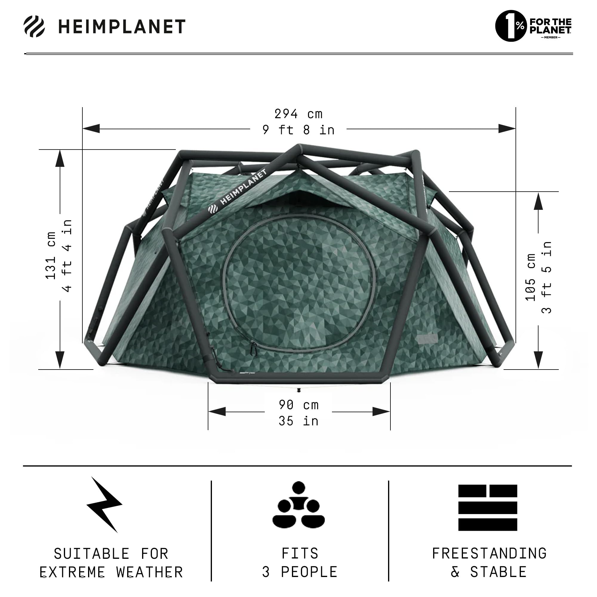 Amazon.com : HEIMPLANET The Cave XL Inflatable 3-Person Dome Tent