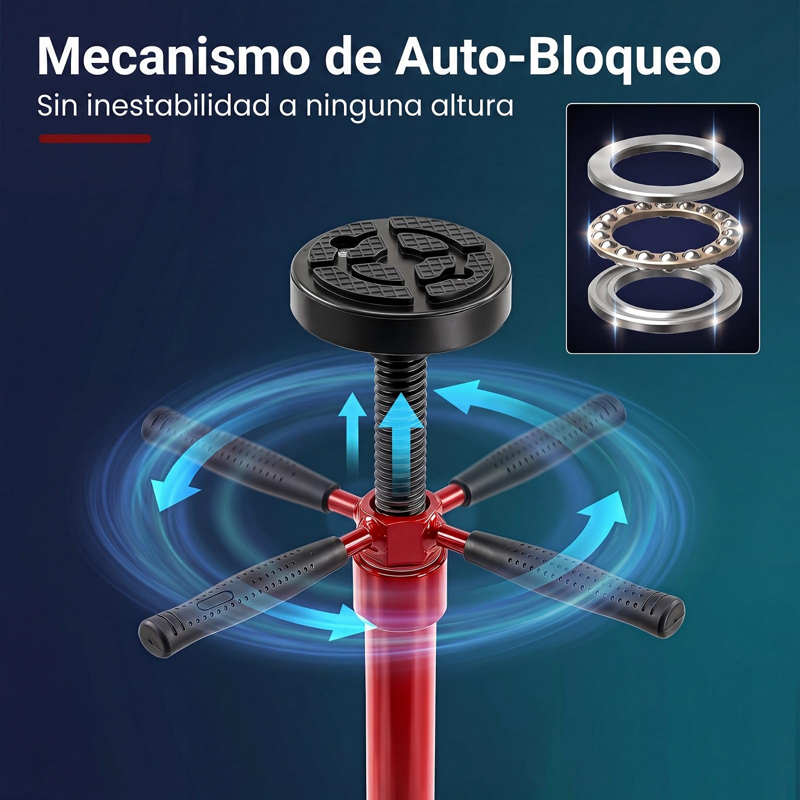 COSTWAY Soporte de Gato, Gato Telescópico con Ruedas, Capacidad de 750 kg | Altura Regulable de 97,5-191,5 cm, Asas Antideslizantes, Plataforma de Goma, para Tareas de Reparación