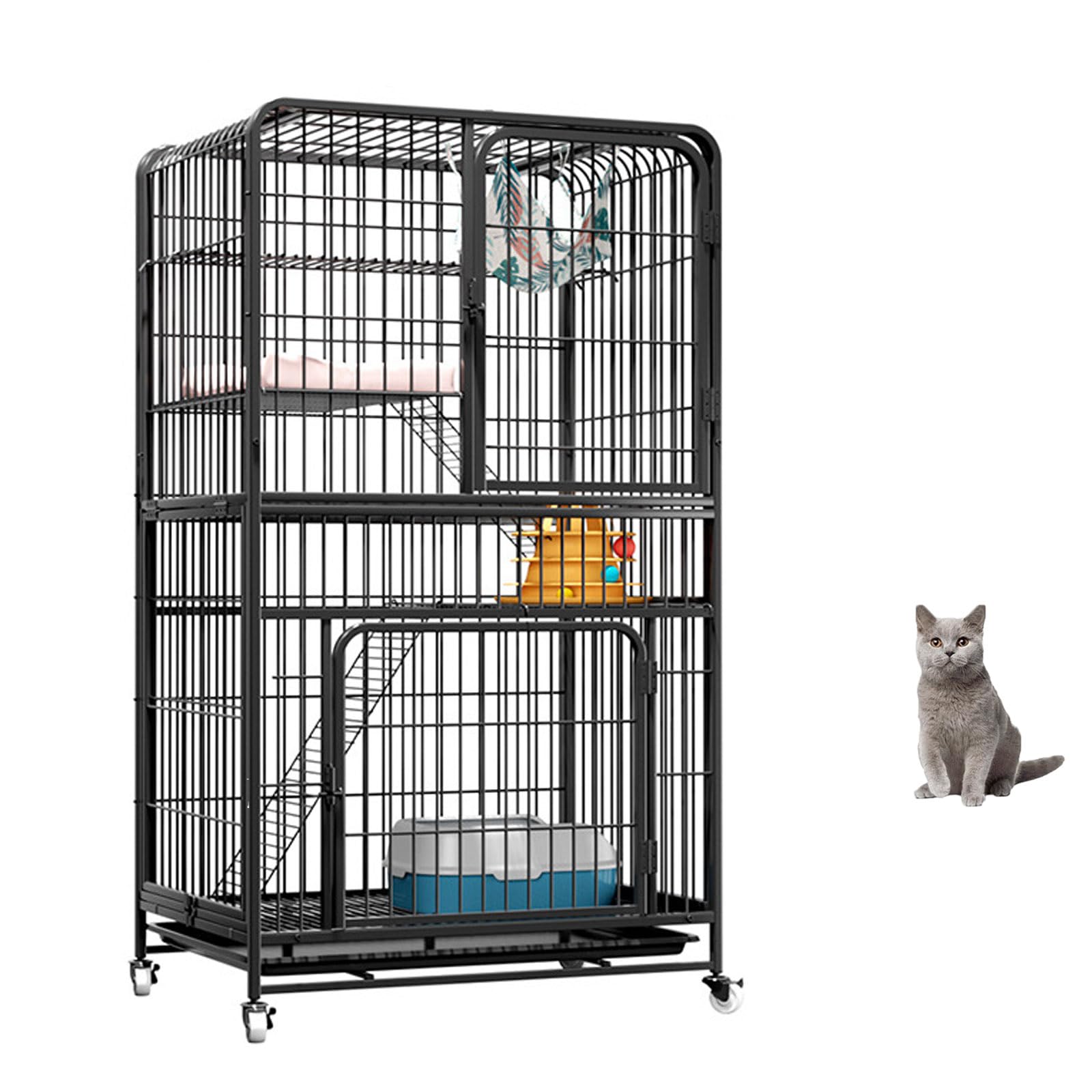 YPDOPORA Jaula para Gatos, Recinto Interior, Recintos para Gatos Al Aire Libre con Ruedas, Parque Infantil para Gatos Desmontable, Recintos Grandes para Exteriores para 1-2 Gatos,H
