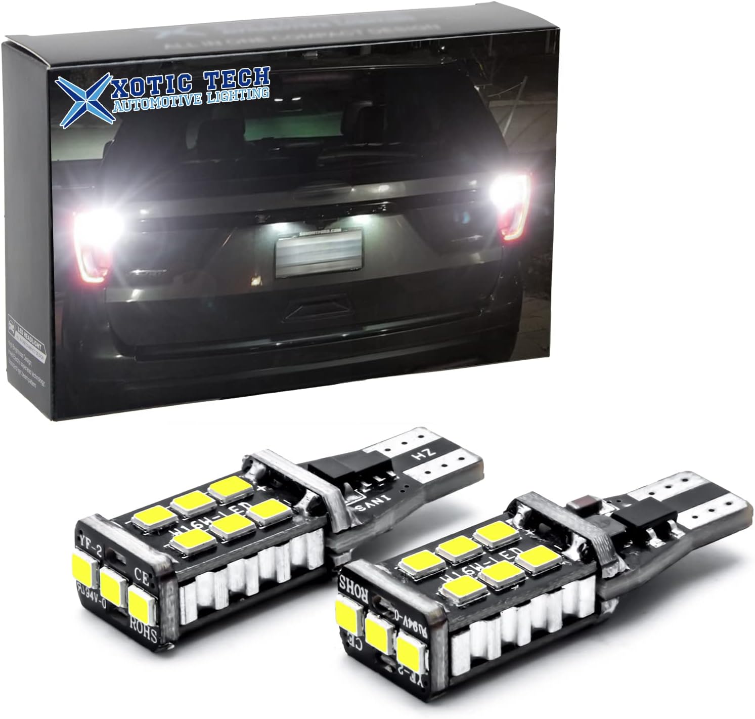 x xotic tech 906 912 920 921 T15 LED Replacement Bulbs Truck 3rd Third Brake Cargo Lamp Error Free Light, 15-SMD Xenon White