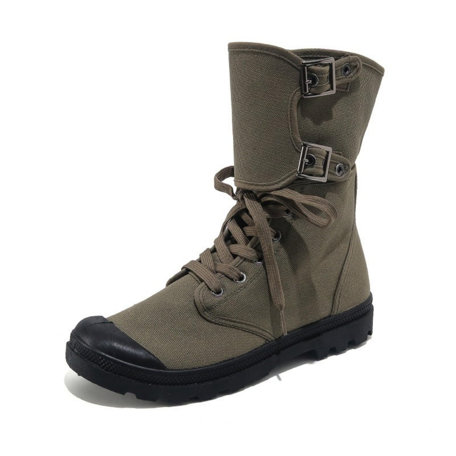 Amtopiyo Bottes montantes en toile à lacets pour homme