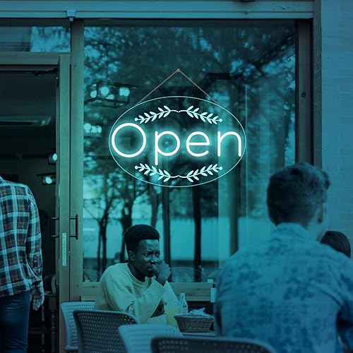 Letrero LED abierto para negocios, superbrillante, control remoto incluido, tamaño grande, 24 x 15.5 pulgadas, luz de neón LED con kit para colgar y