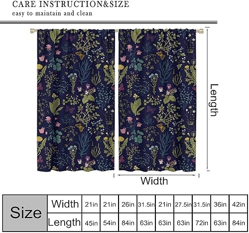 Miniatura 337 de Retro 70s Floral Blackout Window Curtains, Watercolor Flower Plant Rustic Modern Style Pattern Window Drapes, for Bedroom Living Room 42x45in 2