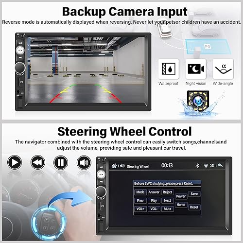 Miniatura 5 de UNITOPSCI Doble DIN Apple CarPlay Estéreo de coche con Android Auto Bluetooth 7 pulgadas pantalla táctil 2 DIN Car Radio Car Multimedia MP5