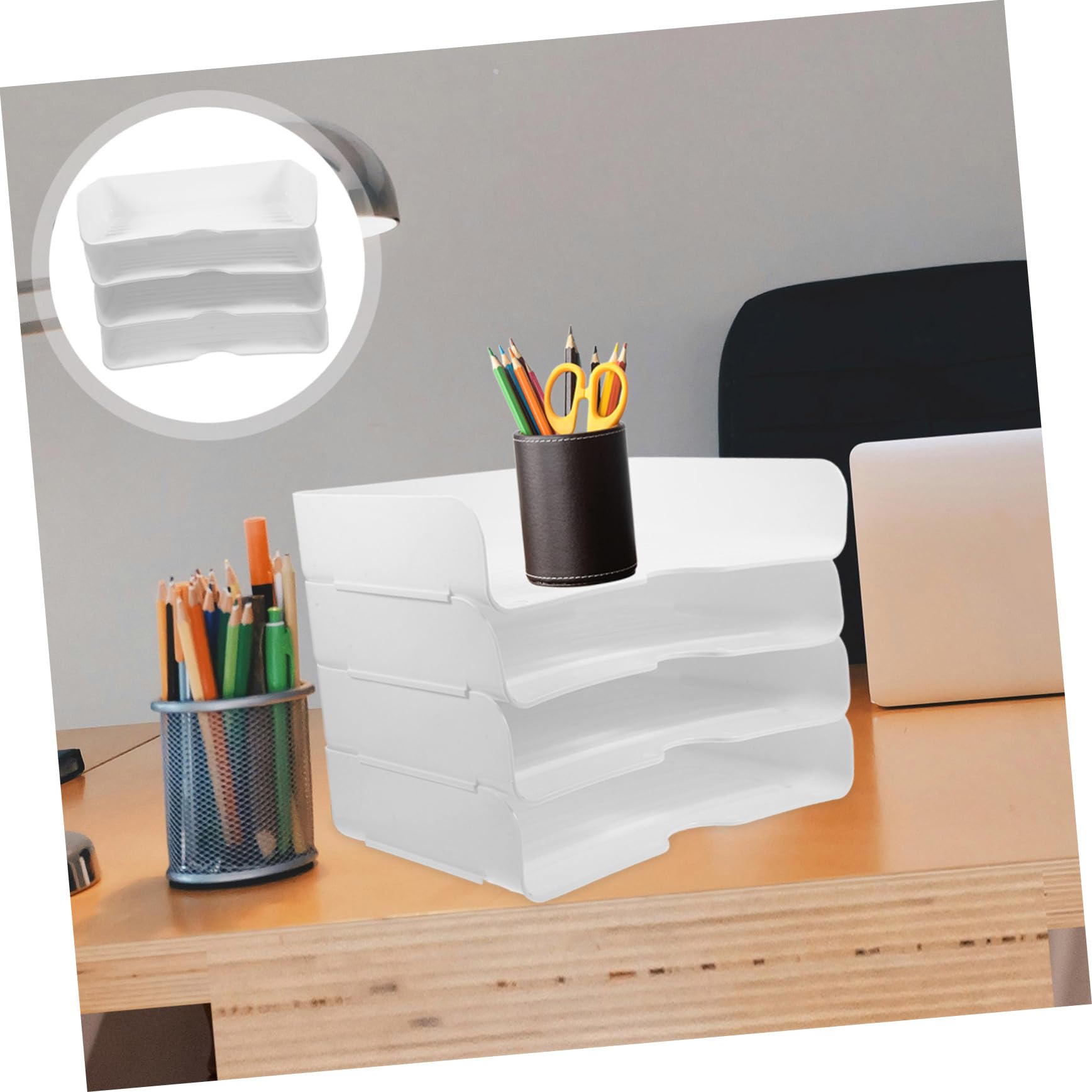 4pezzi Vassoi Impilabili Per Scrivania Organizer Per Documenti Design Elegante e Versatile Per Ufficio e Casa Per Ordine e Pulizia Spazio Di Lavoro