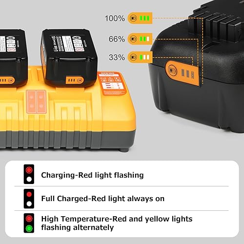 Miniatura 3 de DCB104 Cargador de batería de repuesto para cargador de batería Dewalt DCB102 DCB118 DCB107 DCB115, cargador de batería de 4 puertos compatible con