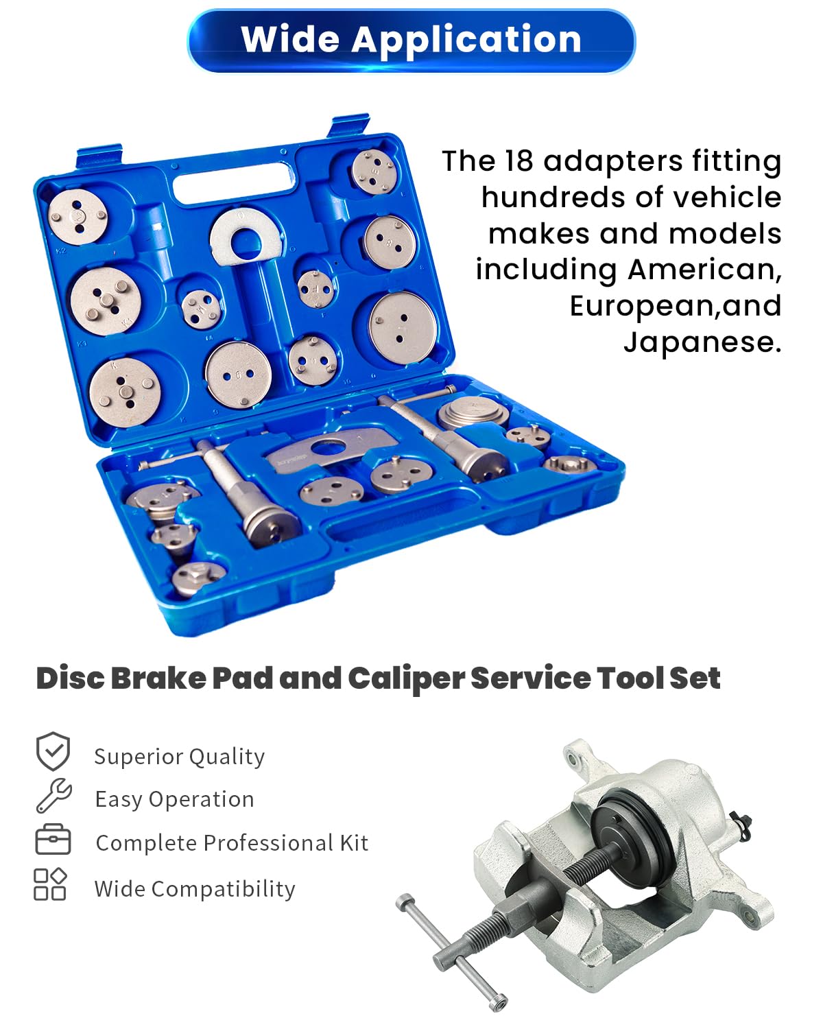 ATPEAM Kit Repousse Piston Frein 25 Pièces, Outils de Repousse Piston Frein Arrière avec Adaptateurs et Mallette, Inclus Gants Bleus et Blancs