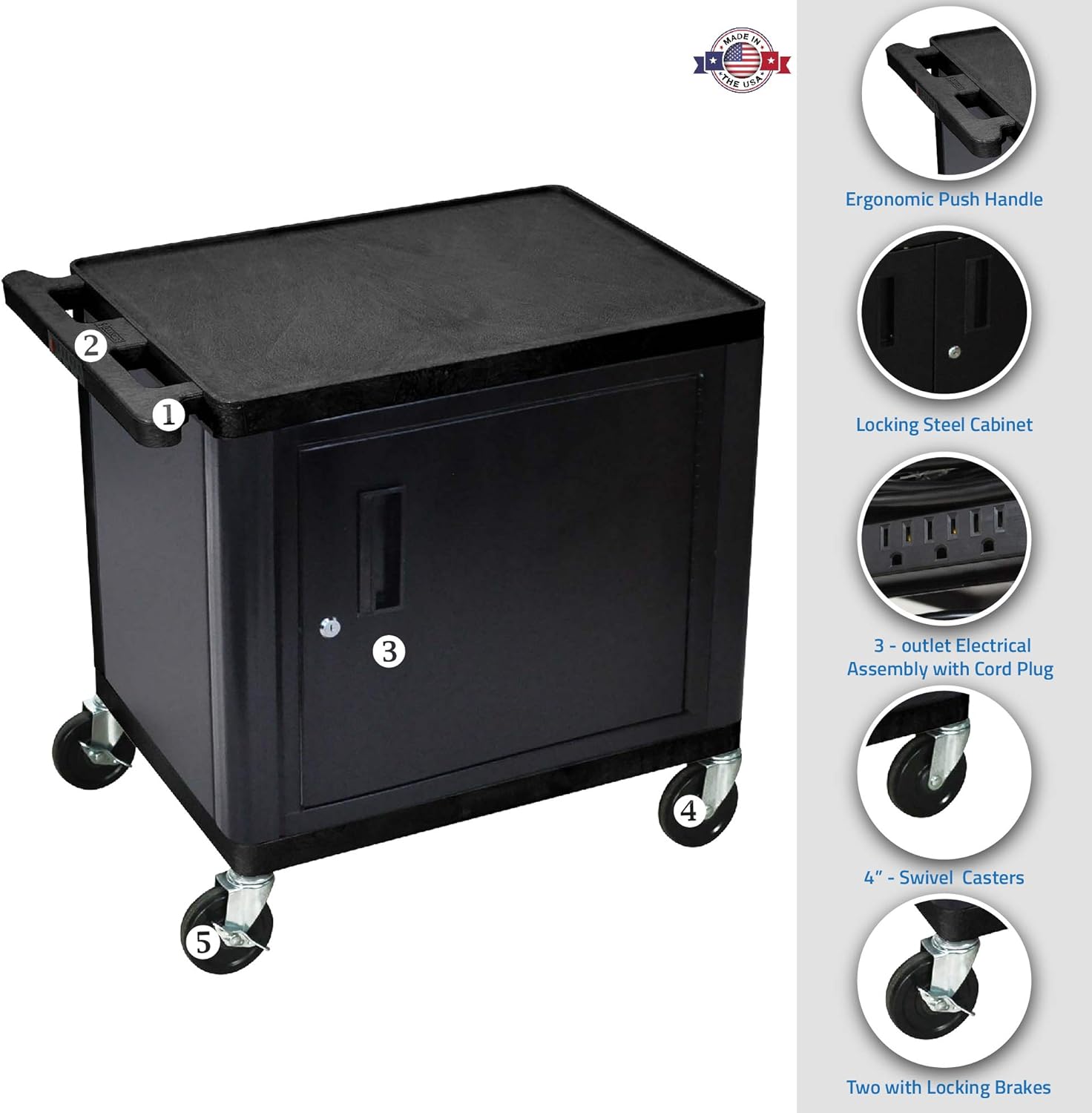 Mobile AV Cart with Secure Storage