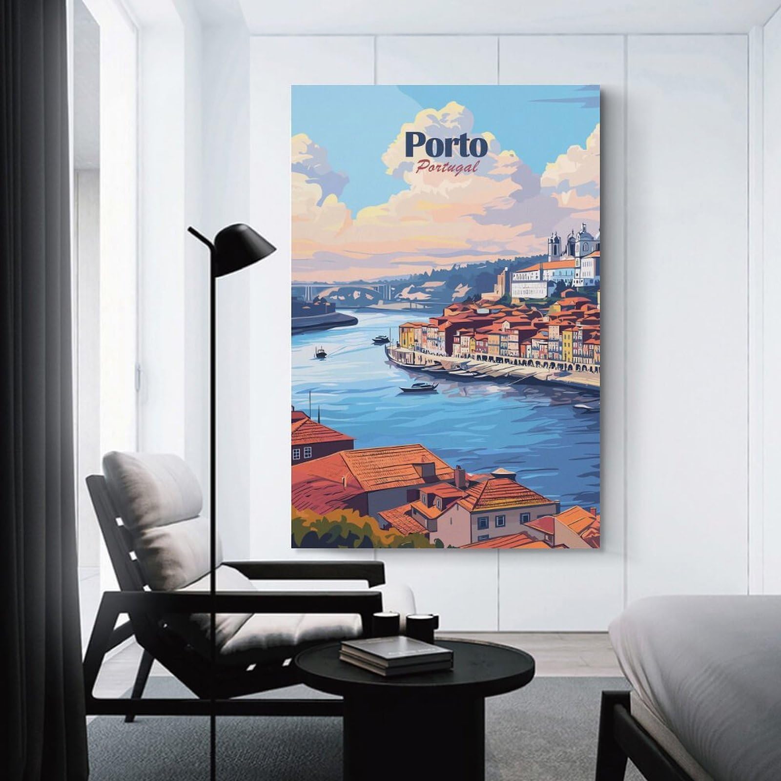 Junmoney Porto, Portugal Cityscape Home Decor Wall Art 20x30inch(50x75cm), for Art Walls, Layered Displays Or Homes, A Versatile Canvas Print for Layering