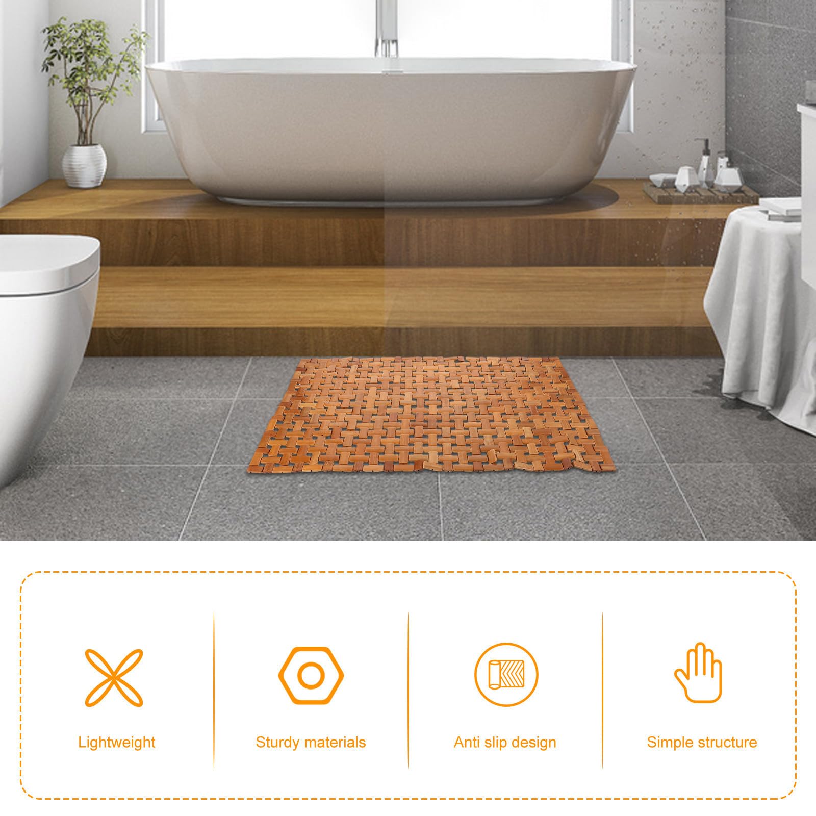 PRETYZOOM Alfombrilla de Bañera de Bambú Plegable Antideslizante para SPA