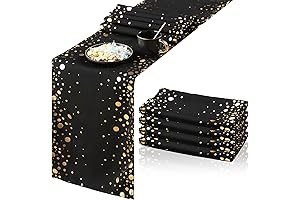 Opulent Black and Gold Table Runner: A Touch of Elegance for Your Special Occasions