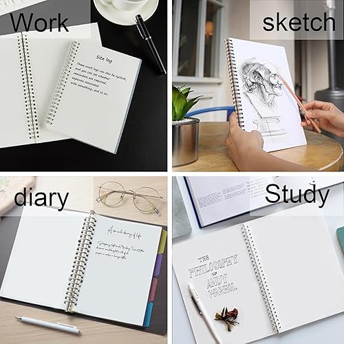 Miniatura 4 de BFANGZ Cuaderno de espiral sin forro paquete de 4 cuadernos lisos, 5.5 x 8.3 pulgadas, 100 GSM, 80 hojas, 160 páginas, libros de bocetos para