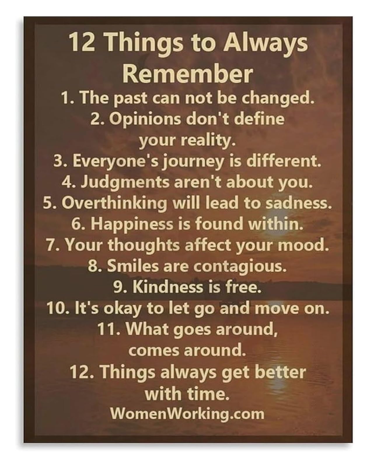 NWPNLXEA Reminders Canvas Wall-Art 12 Things to Remember Poster for Office Daily Inspiration Decor Framed,08x12inch(20x30cm)