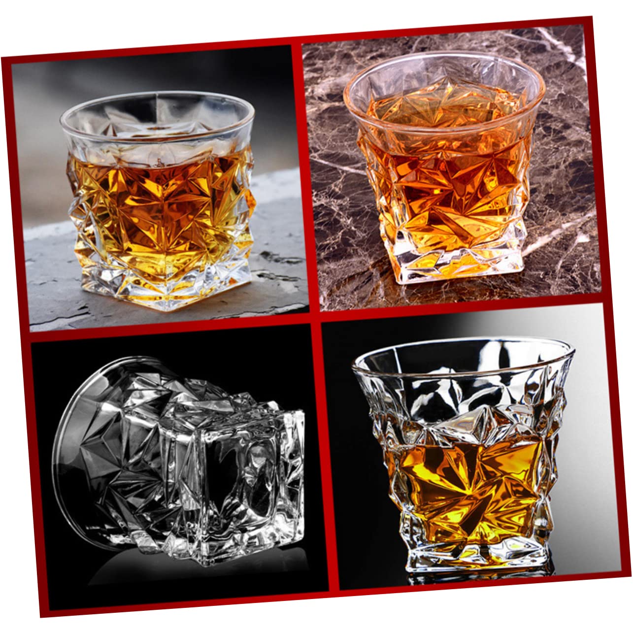 Cabilock 3 Sätze Whiskyglas Aus Bleifreiem Kristallglas Kreatives Diamantgeschliffenes Design Hochwertige Bierkrüge Für Restaurantdekoration Transparent Drinnen Und Draußen 2 Stück * 3
