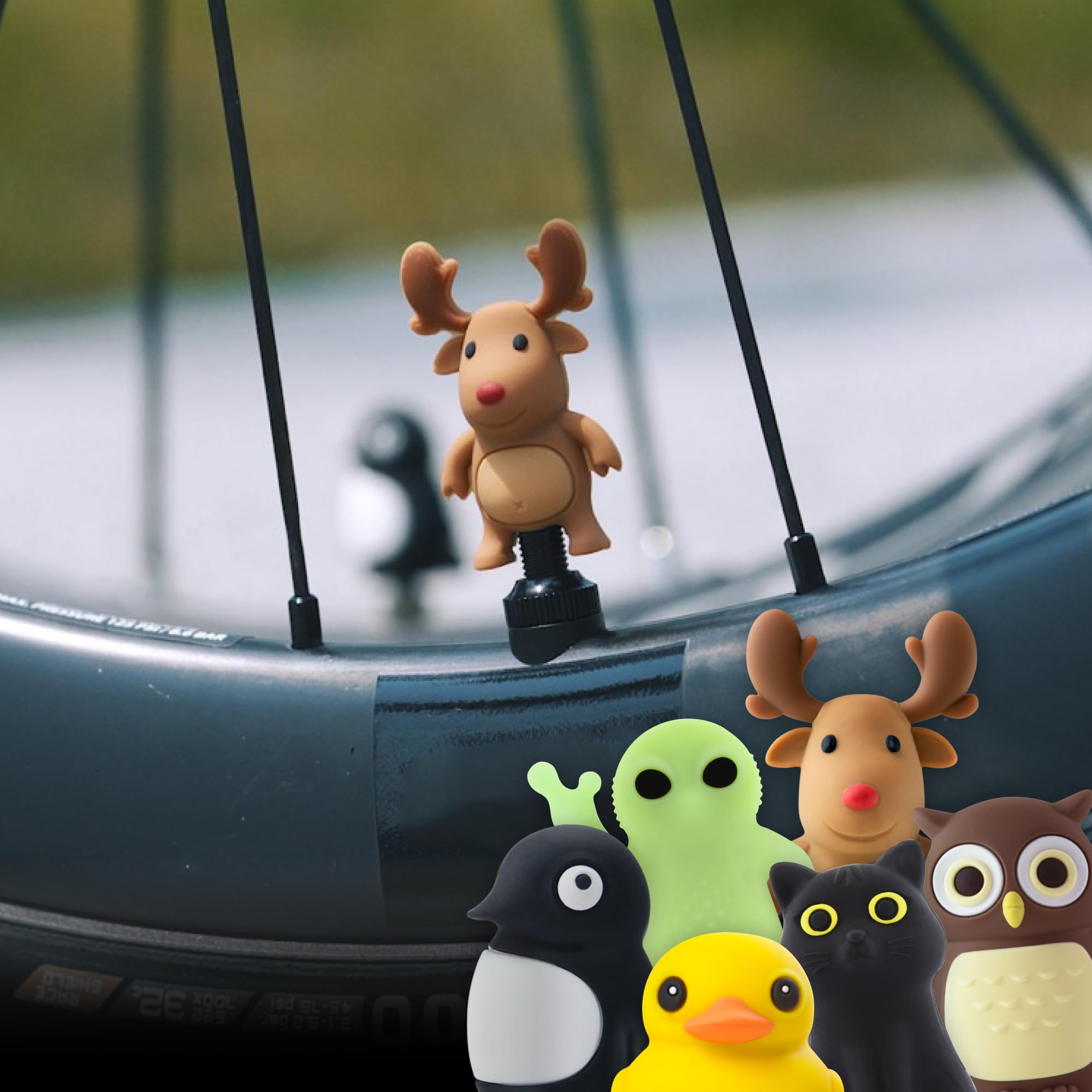 BONE Character Tire Valve Stem Cap (6 Packs), Cute Cartoon Design Tire Valve Stem Cover for Bikes & Scooters, Waterproof & Corrosion-Resistant Silicone Tire Cap Cover for Cars (6 Unique Characters)