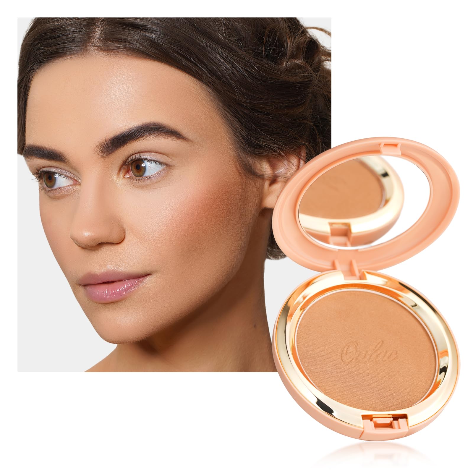 OulacBrozner Powder Face Makeup - Bronzed Glow Satin Finish, Highly Pigmented, Sun kissed Natrual Look, Also for Blusher, Contour Cream Bronzer, Vegan & Cruelty-Free B01