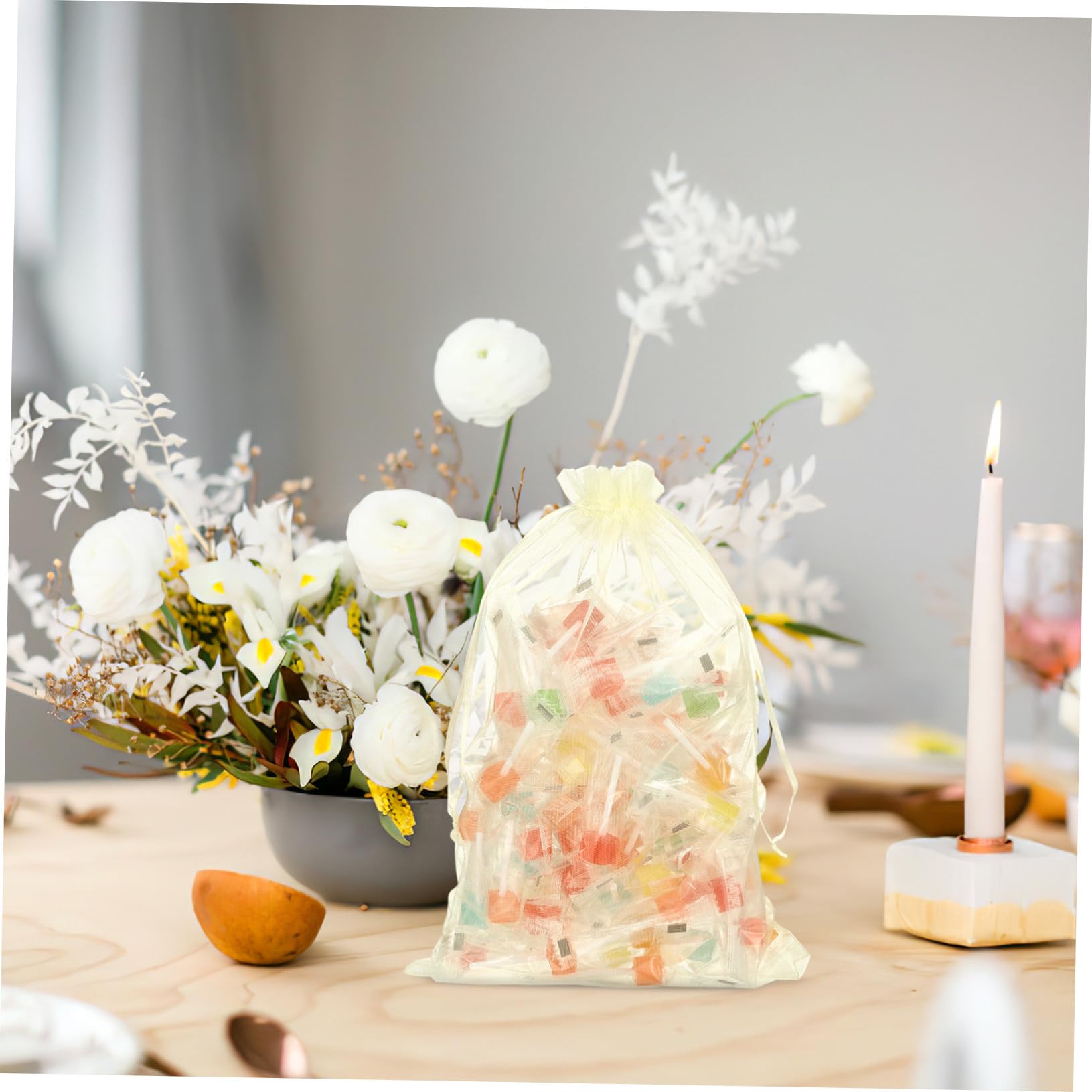 Kleine Organzabeutel 50 Stück Beige mit Kordelzug Halloween Feier