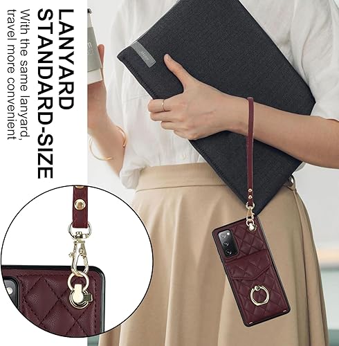 Miniatura 5 de QLTYPRI Funda tipo cartera cruzada para Samsung Galaxy S20 FE, funda de piel sintética para teléfono con bloqueo RFID, ranuras para tarjetas,