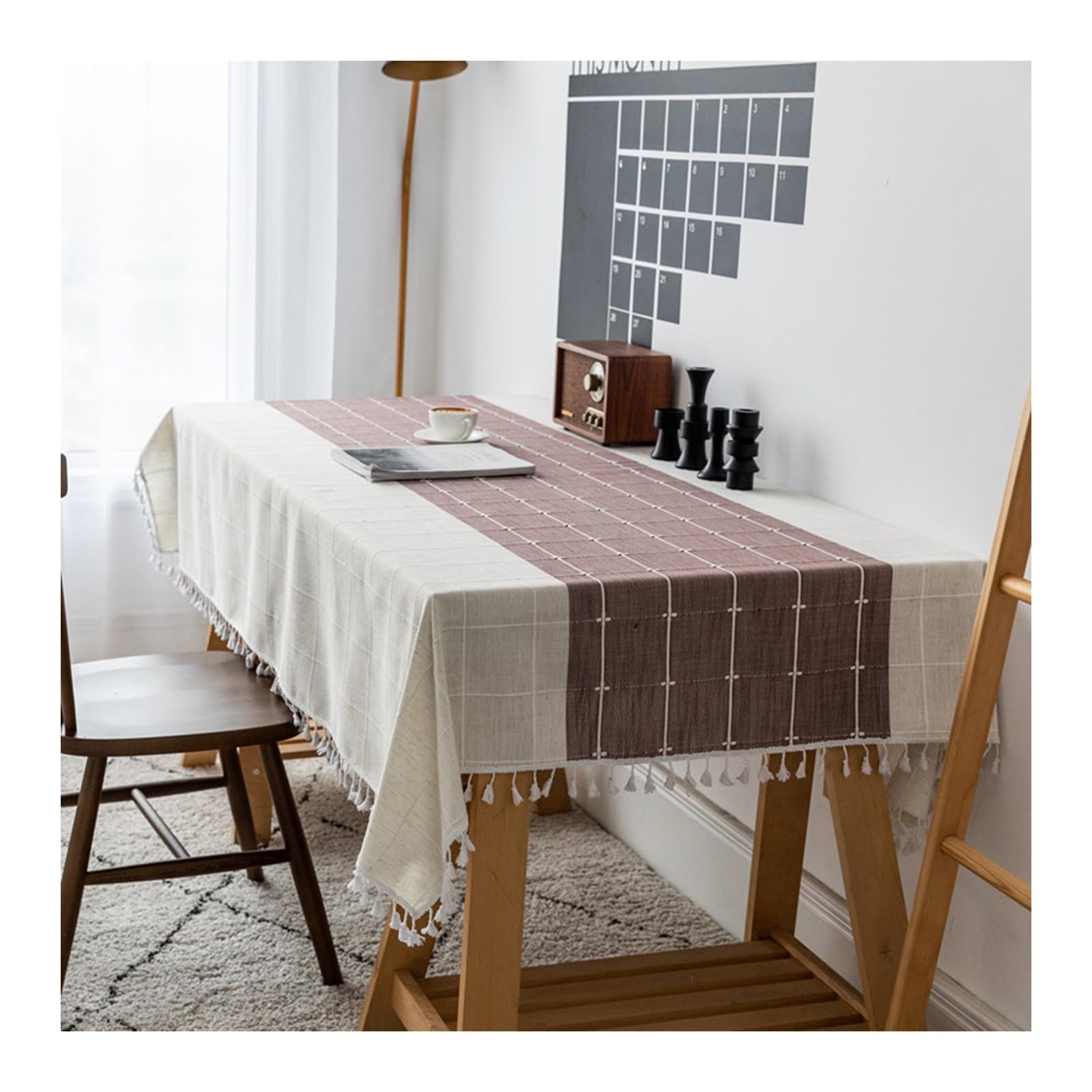 Nappe à carreaux rayures 140x160cm idéale pour repas de famille conviviaux