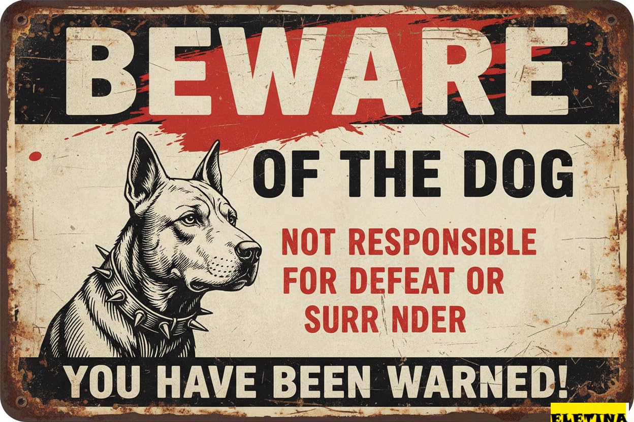Beware Of Dog Golden Retriever Warning Tin Sign, 8x12 Inch