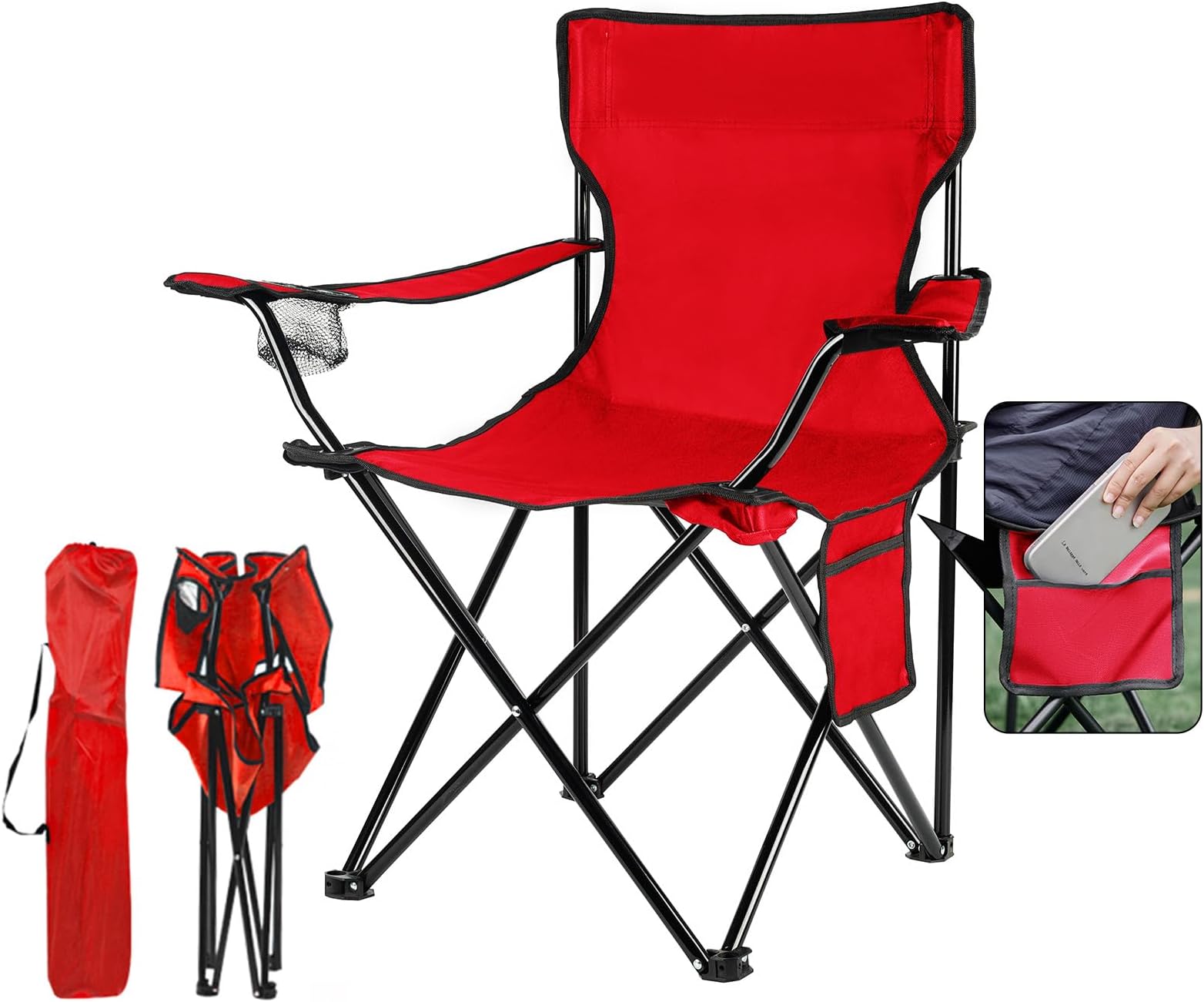 DAMEIJULE Portable Folding Camping Chair with Carrying Bag