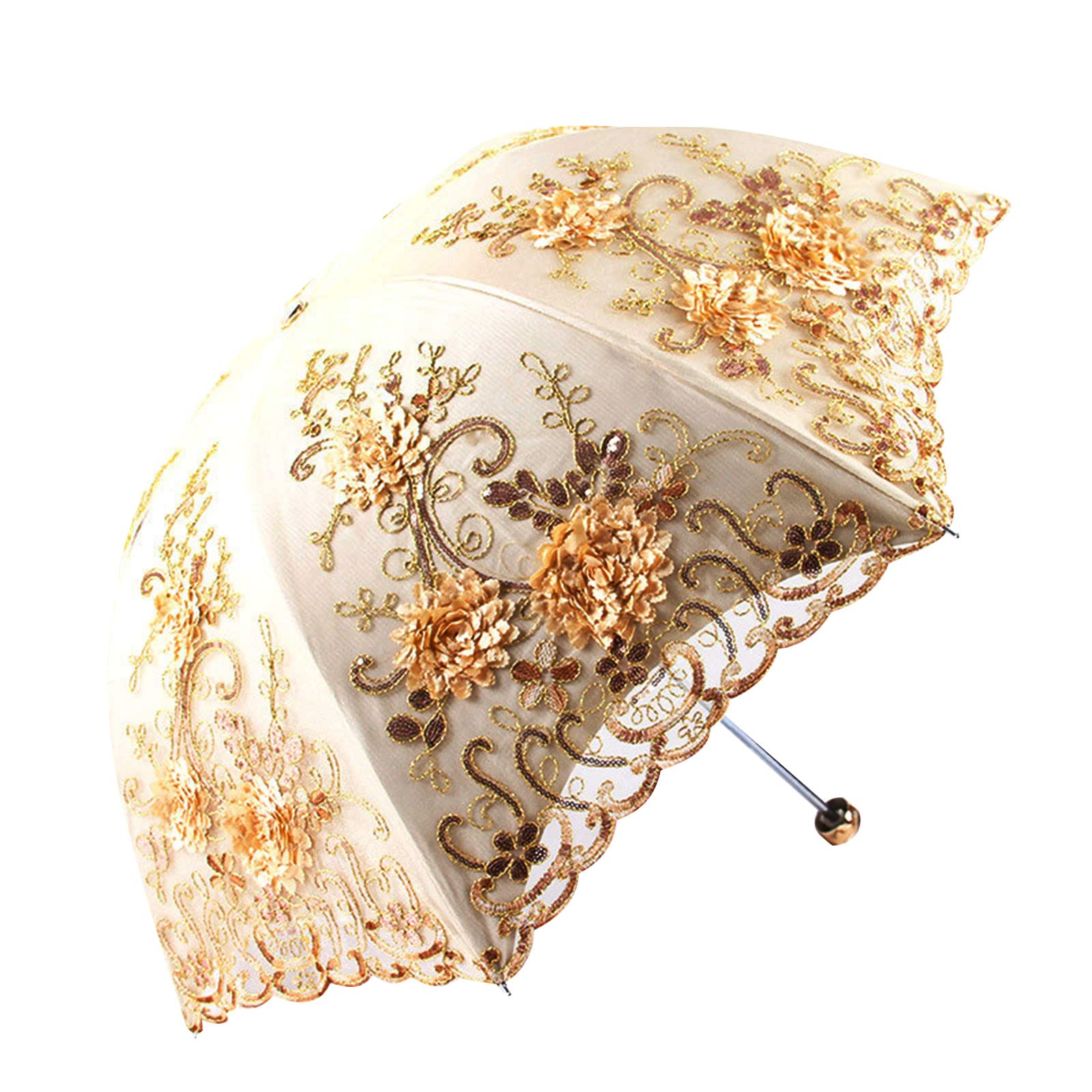 Buxuaaaa Multifunctional Wedding Bridal Lace Umbrella Elegant Parasol and Versatile Decorative Prop for Wedding and Travel Folding Lace Umbrella