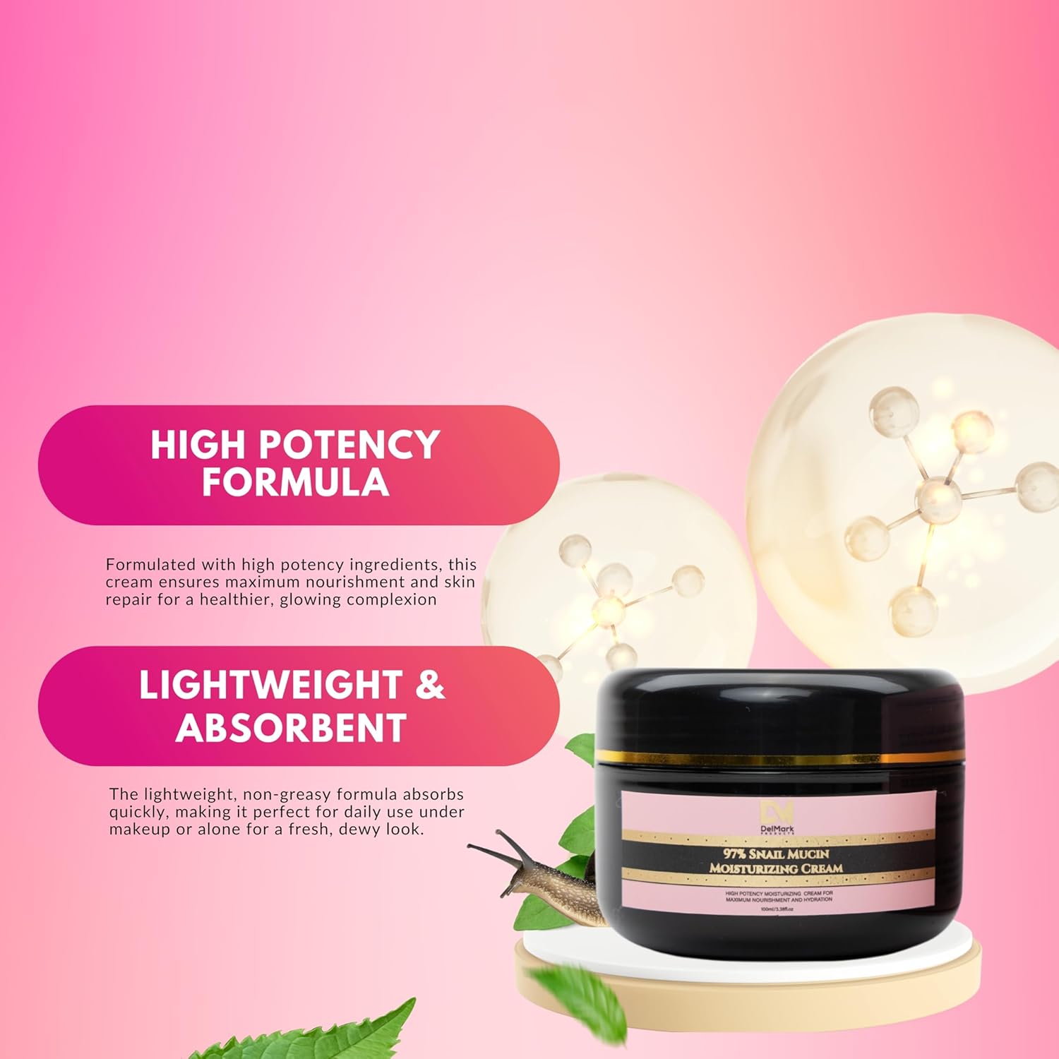 Snail Mucin 97% Daily Face Moisturizer Cream 100ML, Hydrate, Repair & Glow, Korean Moisturizer for Smooth, Healthy Skin - Image 4