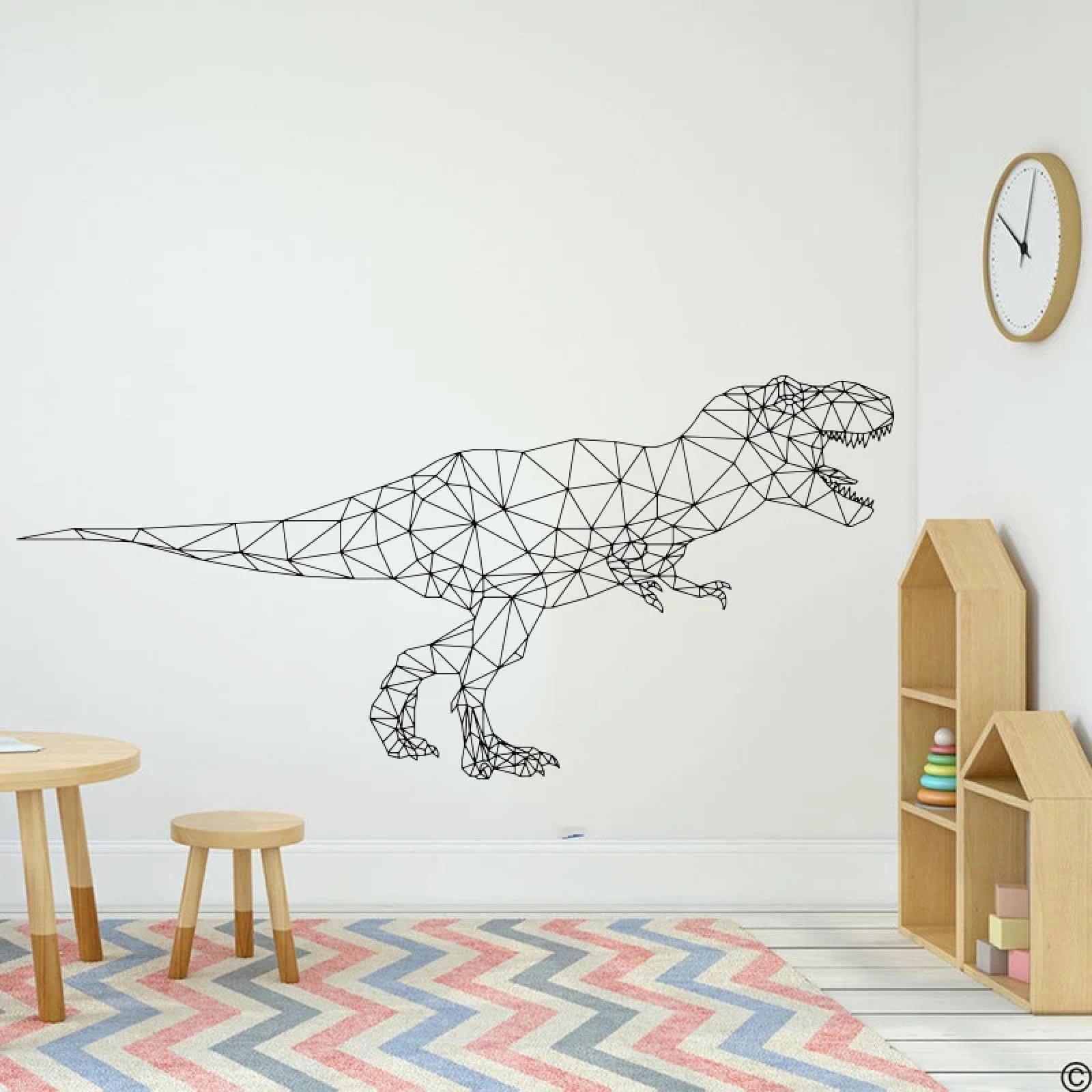 YOUOUSI Geometric Dinosaur Animal wall Stickers, Abstract Geometric Tyrannosaurus Rex Dinosaur wall Stickers, Boy's Room/Children's Room Art Decals