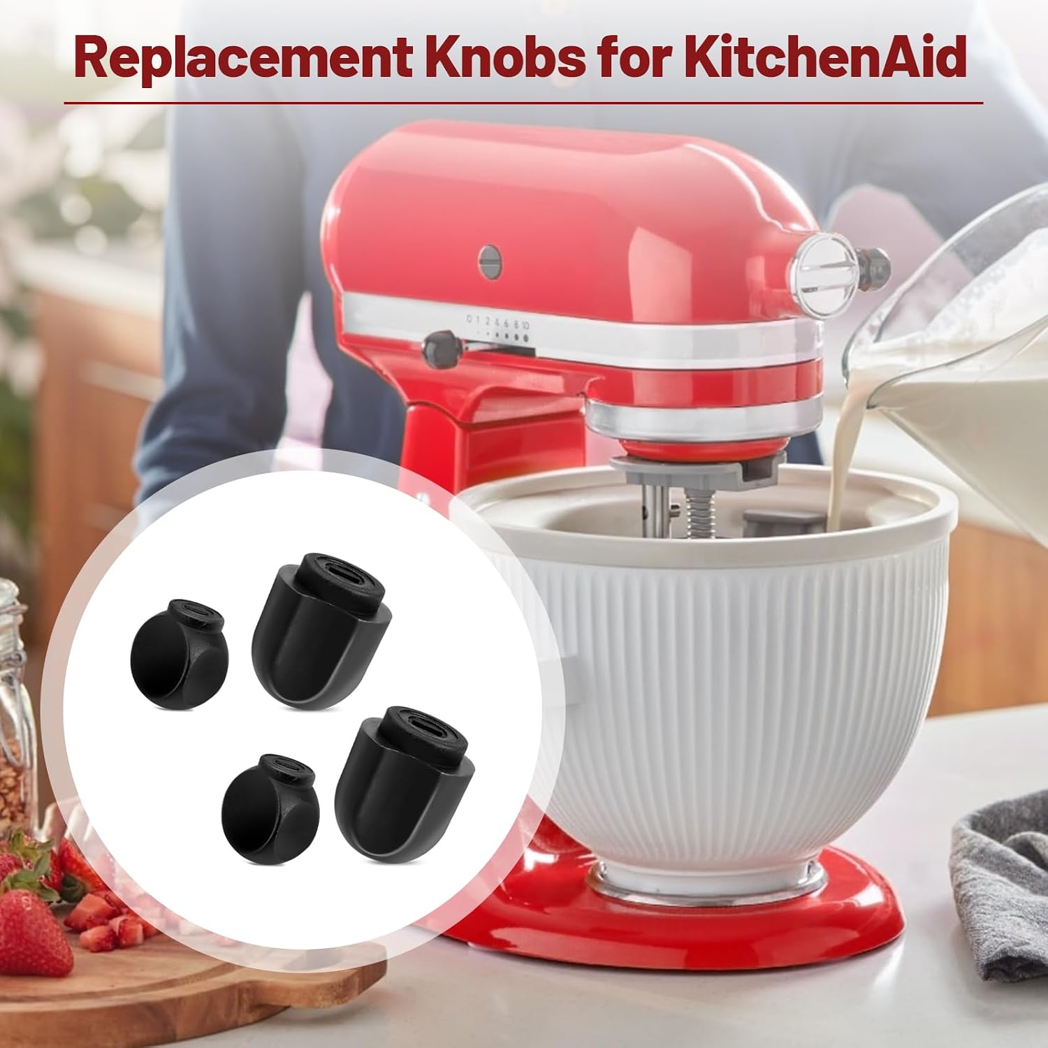 Alocs Speed Control Knob and Lock Lever Knob for KitchenAid Stand Mixer 5QT 6QT K45 Pro 600, Bowl-Lift Stand Mixer KD2661 KL26M KP26M1 & Tilt-Head Stand Mixer K45 K45SS KSM75