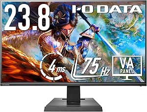 I-O DATA LCD-DF241SXVB Gaming Monitor, 23.8 Inch Model, 75 Hz, 4 ms (GTG), VA Panel, Frameless, PS4, HDMI x 2, DP x 1