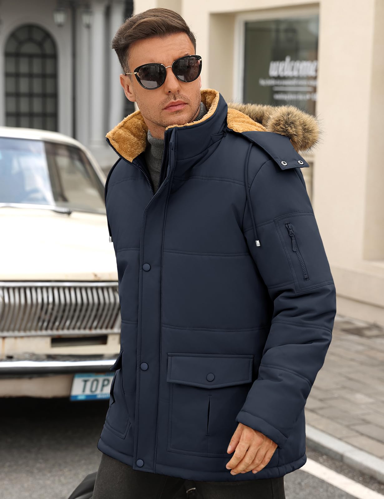 TOMEEK Chaqueta Hombre Invierno Abrigo Cálido Parka con Capucha y Bolsillos Chaqueta Acolchada Térmica Abrigos Cazadora Forro Polar Grueso Casual Chaquetas para Hombre | Acolchada Térmica con Bolsillos, Abrigos, Cazadora con Forro Polar Grueso, Chaquetas
