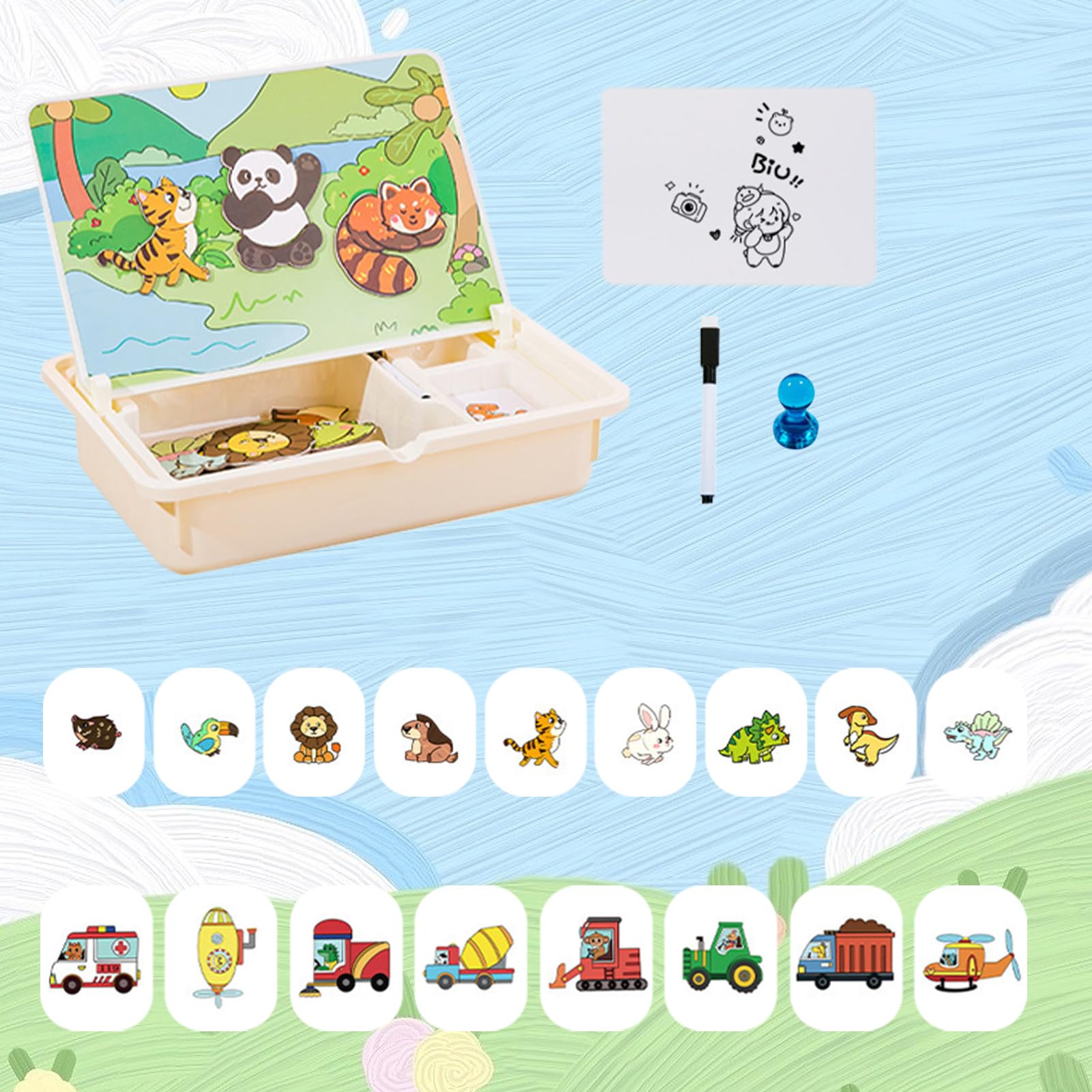 Scatola di puzzle magnetica – di puzzle magnetico per bambini piccoli asilo – Attività creative da viaggio con scatola di trasporto per ragazzi e ragazze asilo