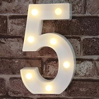 Decorative Led Light Up Number Letters, White Plastic Marquee Number Lights Sign Party Wedding Decor Battery Operated Numb...