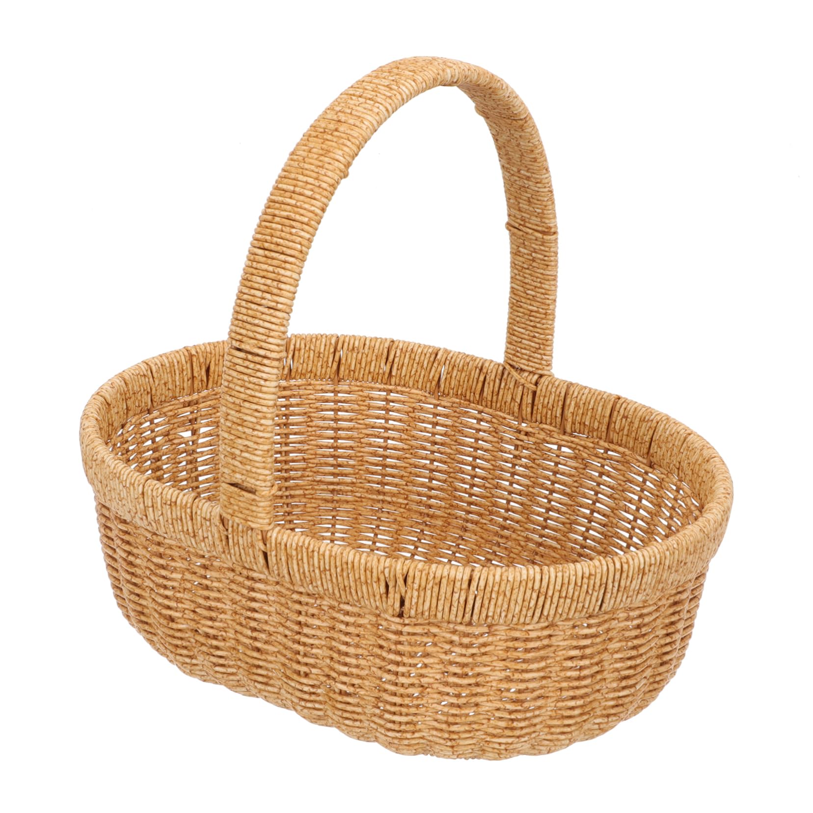 Toddmomy Cestino in Plastica Finta Rattan Cestino Portaoggetti Portatile per Alimenti e Frutta per Picnic Campeggio e Riunioni di Famiglia Contenitore Versatile e Pratico