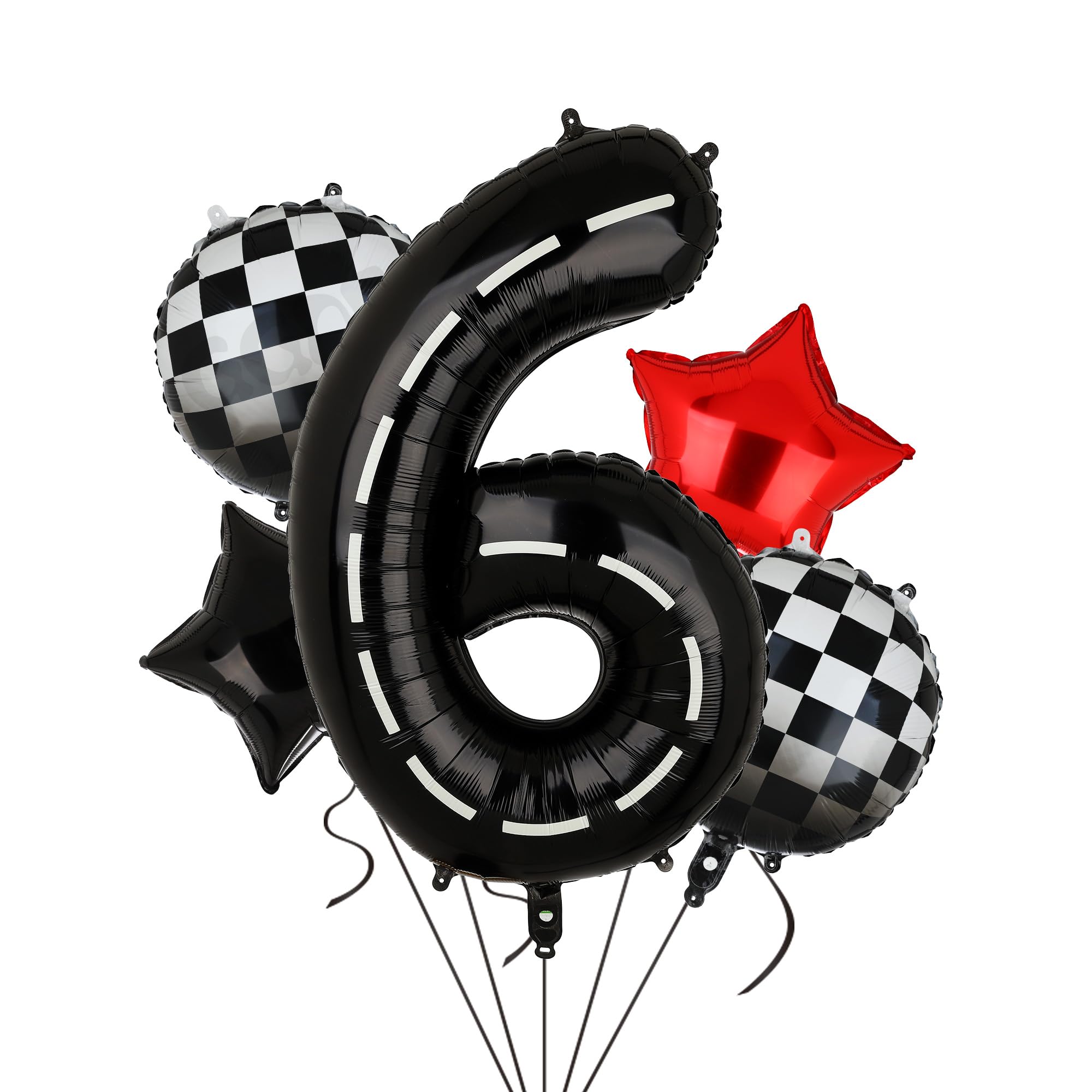 Race Car Birthday Balloons 40 Inch Racetrack Number Balloon 6 Black Boys 6st Birthday Race Car Theme Party Decor Supplies 5 Pcs