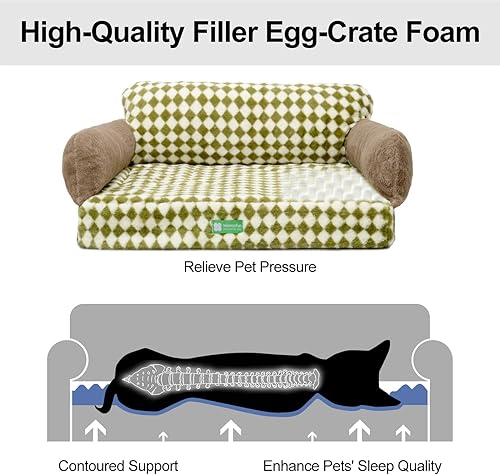 Miniatura 3 de MEWOOFUN Cama ortopédica para gatos de interior, cama ortopédica para perros pequeños y medianos, cama de espuma de huevo para mascotas con funda