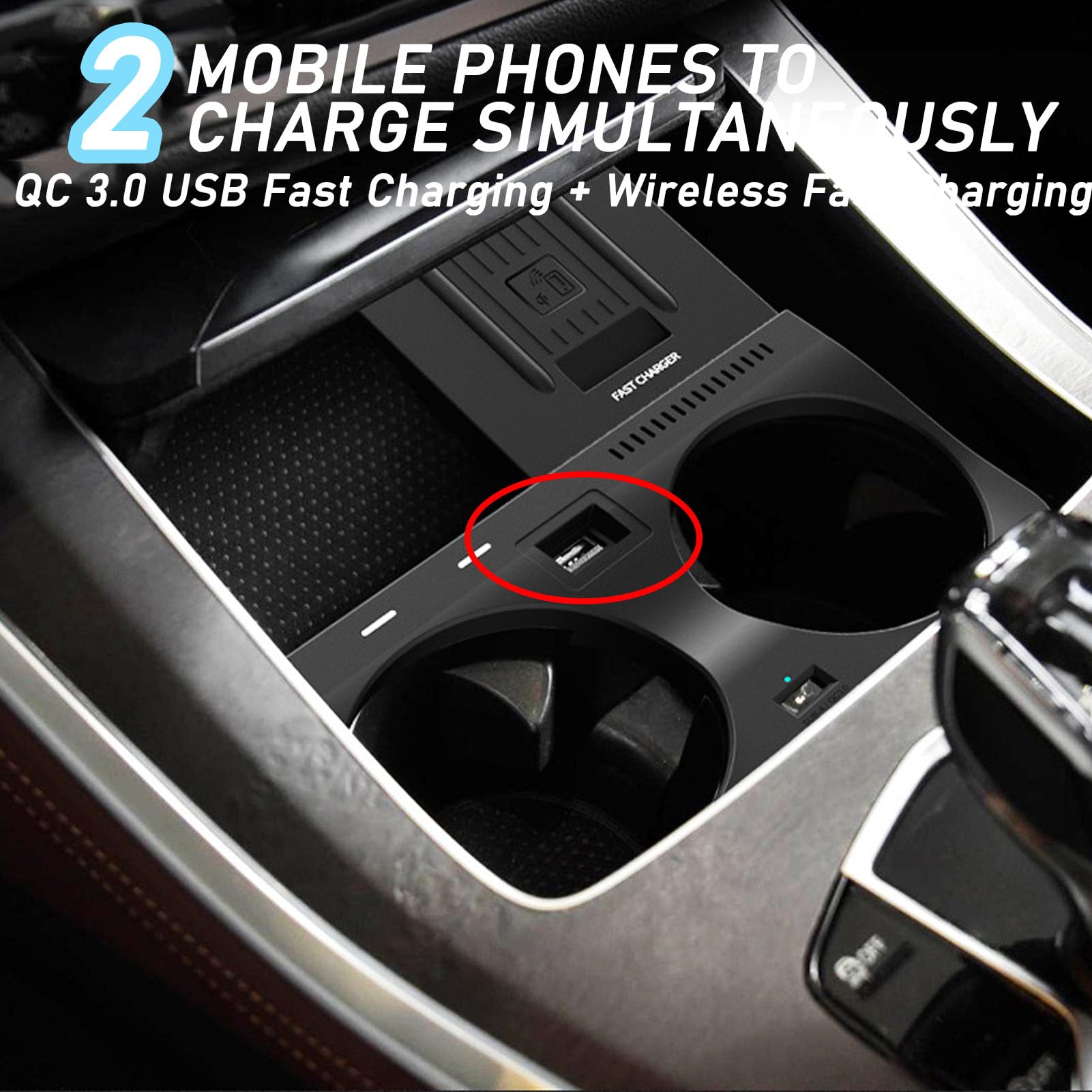 CenNa Caricatore Wireless Auto per BMW X5/x5m/x6/x6m 2020-2023 Tutti I Modelli Accessorio con 15w Wireless E USB Qc3.0 Ricarica Rapida Regalo per La Famiglia