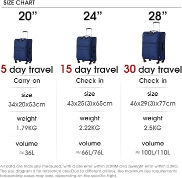 LIGHTGO 24 Softside Suitcase, Expandable, TSA Lock, Spinner Wheels | Water-resistant polyester softside case, expandable 66-76L at 2.22kg; ideal for week-long holidays & family trips